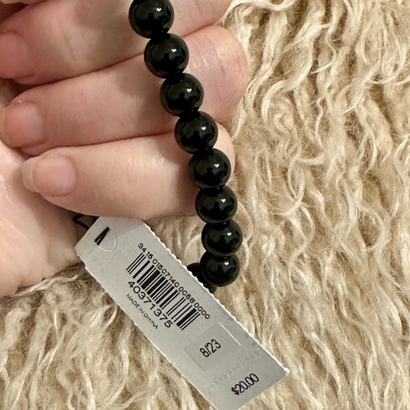 Express Men’s Genuine Stone Stretch Bracelet – Black Onyx / Agate – NWT - Picture 3 of 6
